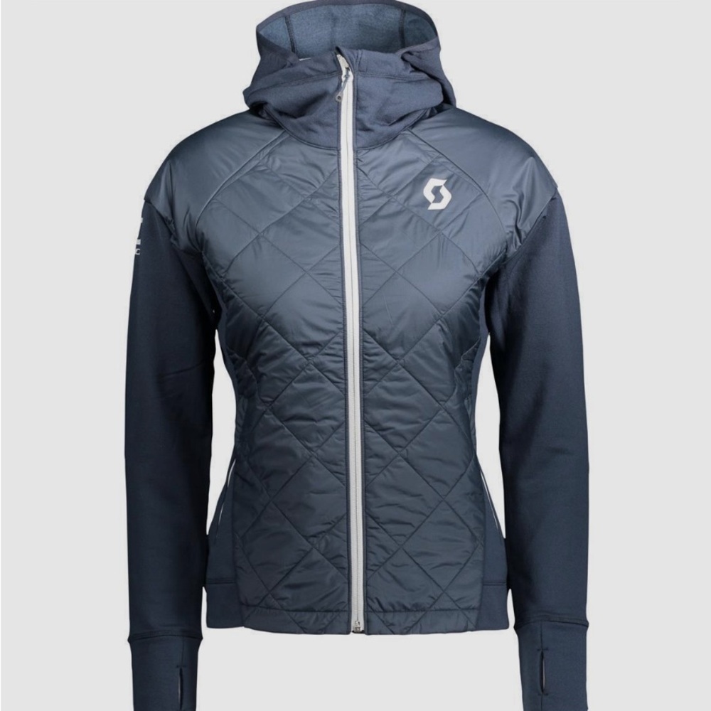 Scott Navy Blue Quilted Jacket with Hood Size S